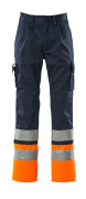 12379-430-0114 Spodnie z kieszeniami na kolanach - granat/pomarańcz hi-vis 
