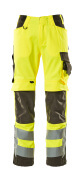 15579-860-1718 Spodnie z kieszeniami na kolanach - żółty hi-vis/ciemny antracyt