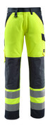 15979-948-17010 Spodnie z kieszeniami na kolanach - żółty hi-vis/ciemny granat