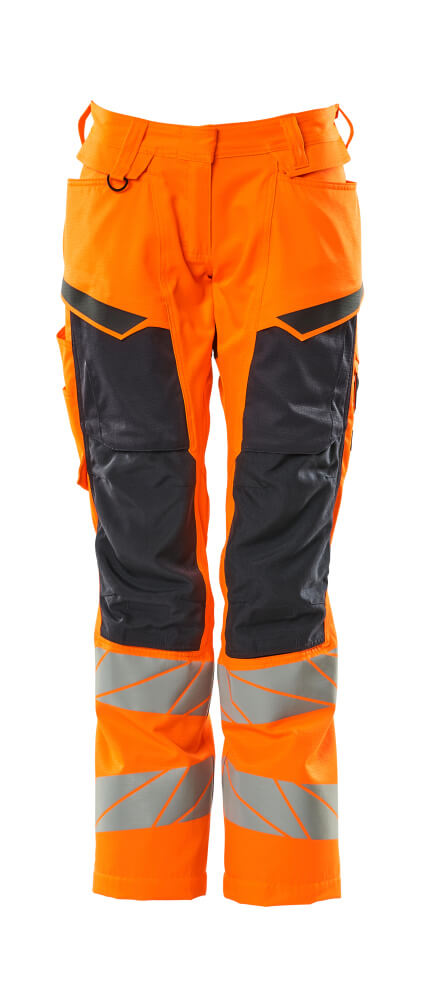 19578-236-14010 Spodnie z kieszeniami na kolanach - pomarańcz hi-vis/ciemny granat