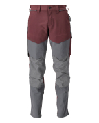 22379-311-2289 Spodnie z kieszeniami na kolanach - bordowy/kamienna szarość